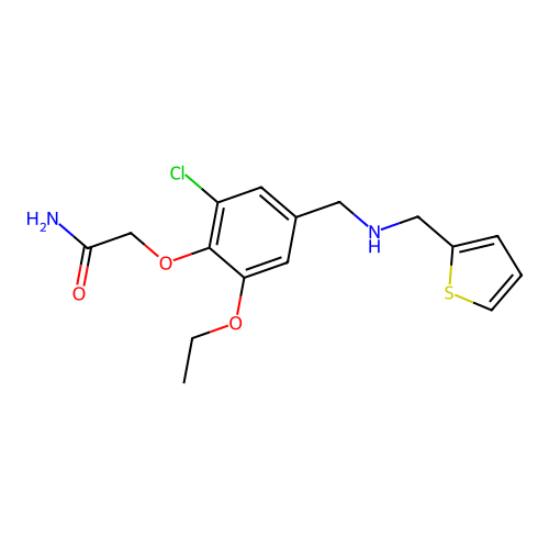 2-(2-Chloro-6-ethoxy-4-{[(2-thienylmethyl)amino]methyl}phenoxy)acetamide structure