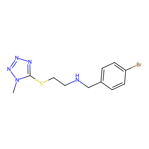 N-[(4-bromophenyl)methyl]-2-(1-methyltetrazol-5-yl)sulfanylethanamine structure