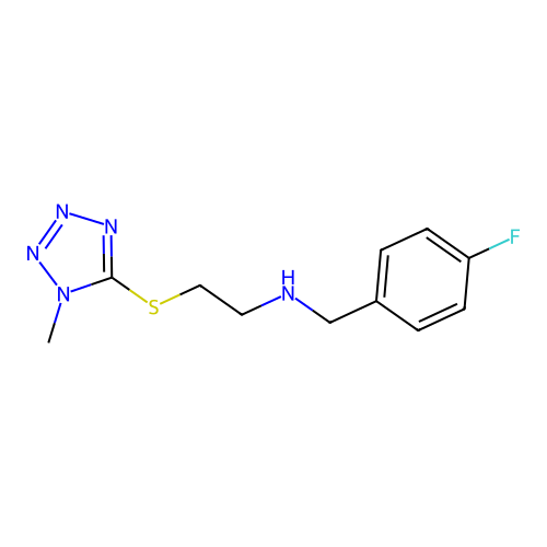 N-(4-fluorobenzyl)-2-[(1-methyl-1H-tetrazol-5-yl)sulfanyl]ethanamine structure