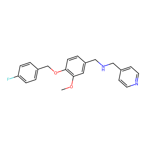 1-{4-[(4-fluorobenzyl)oxy]-3-methoxyphenyl}-N-(pyridin-4-ylmethyl)methanamine structure