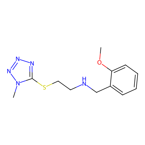 N-[(2-methoxyphenyl)methyl]-2-(1-methyltetrazol-5-yl)sulfanylethanamine structure