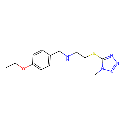 N-[(4-ethoxyphenyl)methyl]-2-(1-methyltetrazol-5-yl)sulfanylethanamine structure
