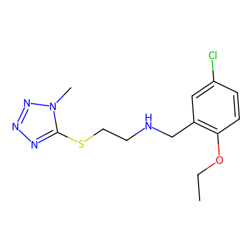 N-(5-chloro-2-ethoxybenzyl)-2-[(1-methyl-1H-tetrazol-5-yl)sulfanyl]ethanamine structure