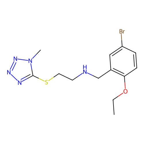N-(5-bromo-2-ethoxybenzyl)-2-[(1-methyl-1H-tetrazol-5-yl)sulfanyl]ethanamine structure
