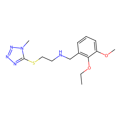 N-(2-ethoxy-3-methoxybenzyl)-2-[(1-methyl-1H-tetrazol-5-yl)sulfanyl]ethanamine structure