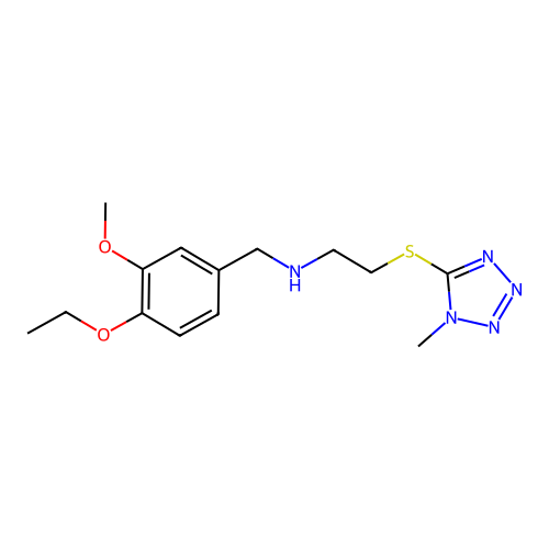 N-(4-ethoxy-3-methoxybenzyl)-2-[(1-methyl-1H-tetrazol-5-yl)sulfanyl]ethanamine structure