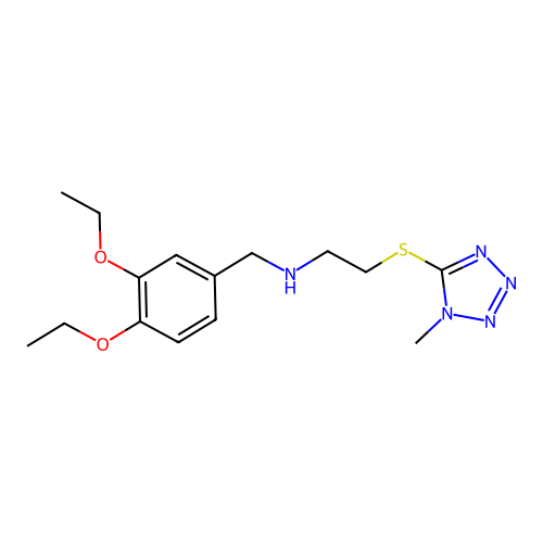 N-[(3,4-diethoxyphenyl)methyl]-2-(1-methyltetrazol-5-yl)sulfanylethanamine structure