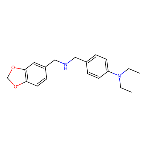 4-{[(1,3-benzodioxol-5-ylmethyl)amino]methyl}-N,N-diethylaniline structure