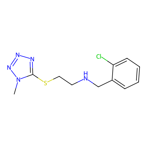 N-[(2-chlorophenyl)methyl]-2-(1-methyltetrazol-5-yl)sulfanylethanamine structure