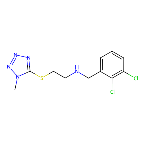 N-(2,3-dichlorobenzyl)-2-[(1-methyl-1H-tetrazol-5-yl)sulfanyl]ethanamine structure