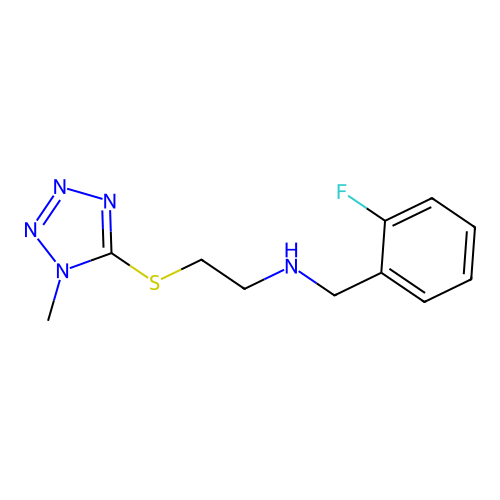 N-[(2-fluorophenyl)methyl]-2-(1-methyltetrazol-5-yl)sulfanylethanamine structure