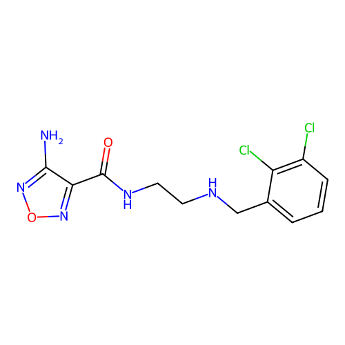 4-amino-N-{2-[(2,3-dichlorobenzyl)amino]ethyl}-1,2,5-oxadiazole-3-carboxamide structure