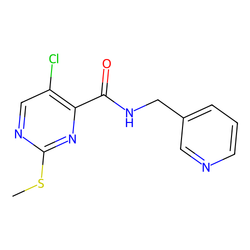 5-chloro-2-methylsulfanyl-N-(pyridin-3-ylmethyl)pyrimidine-4-carboxamide structure