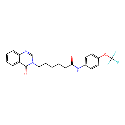 6-(4-oxoquinazolin-3(4H)-yl)-N-[4-(trifluoromethoxy)phenyl]hexanamide structure