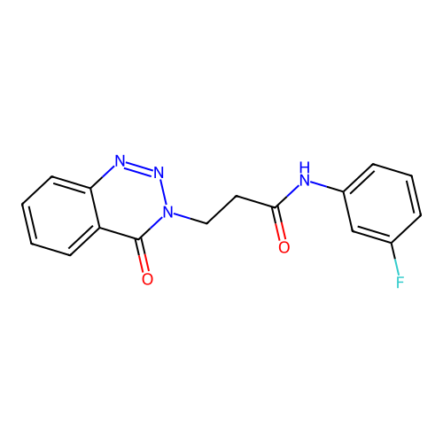 N-(3-fluorophenyl)-3-(4-oxo-1,2,3-benzotriazin-3(4H)-yl)propanamide structure