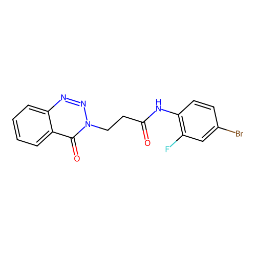 N-(4-bromo-2-fluorophenyl)-3-(4-oxo-1,2,3-benzotriazin-3-yl)propanamide structure
