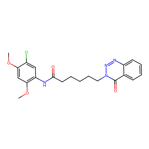 N-(5-chloro-2,4-dimethoxyphenyl)-6-(4-oxo-1,2,3-benzotriazin-3-yl)hexanamide structure