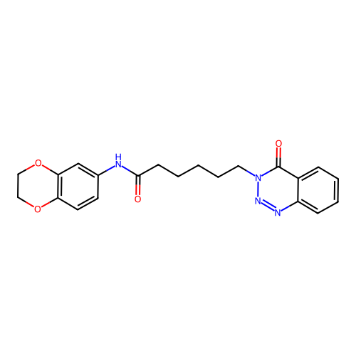 N-(2,3-dihydro-1,4-benzodioxin-6-yl)-6-(4-oxo-1,2,3-benzotriazin-3-yl)hexanamide structure
