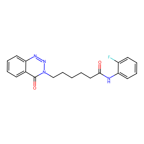 N-(2-fluorophenyl)-6-(4-oxo-1,2,3-benzotriazin-3-yl)hexanamide structure