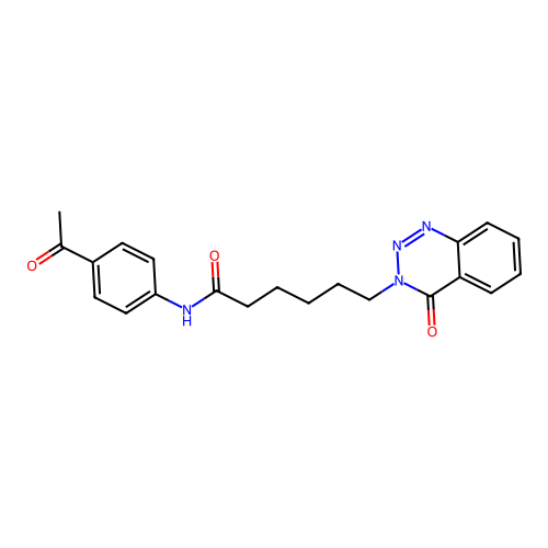 N-(4-acetylphenyl)-6-(4-oxo-1,2,3-benzotriazin-3-yl)hexanamide structure