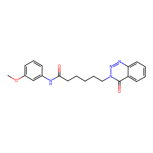 N-(3-methoxyphenyl)-6-(4-oxo-1,2,3-benzotriazin-3-yl)hexanamide structure