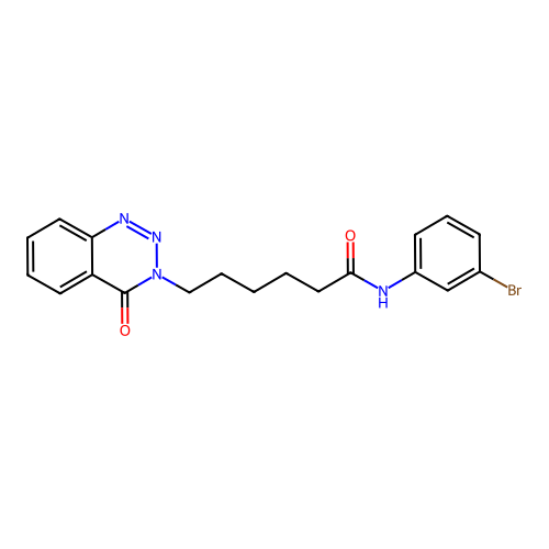 N-(3-bromophenyl)-6-(4-oxo-1,2,3-benzotriazin-3-yl)hexanamide structure