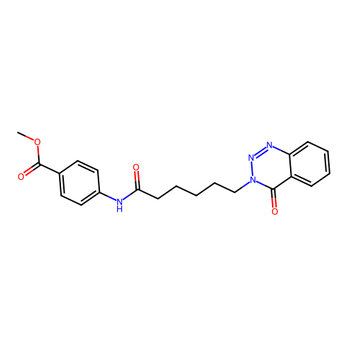 Methyl 4-[6-(4-oxo-1,2,3-benzotriazin-3-yl)hexanoylamino]benzoate structure