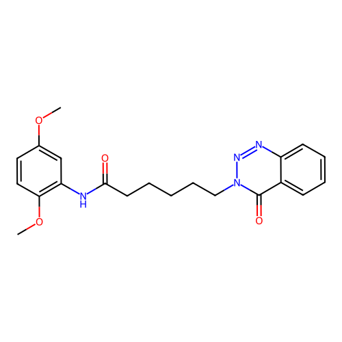 N-(2,5-dimethoxyphenyl)-6-(4-oxo-1,2,3-benzotriazin-3-yl)hexanamide structure