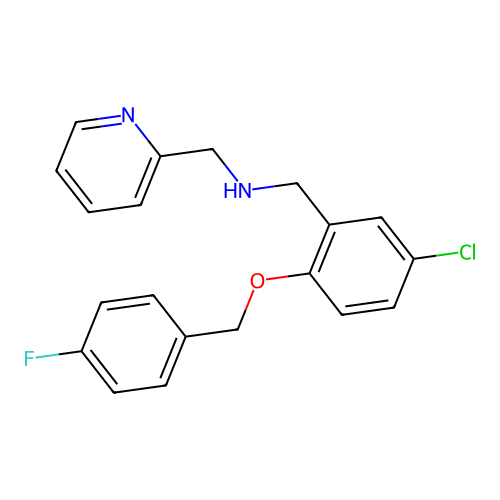 1-{5-chloro-2-[(4-fluorobenzyl)oxy]phenyl}-N-(pyridin-2-ylmethyl)methanamine structure