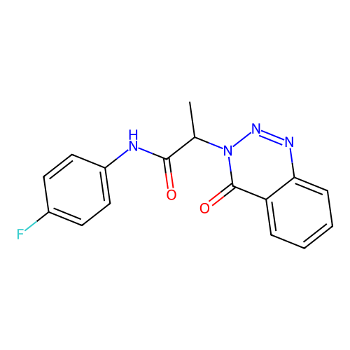 N-(4-fluorophenyl)-2-(4-oxo-1,2,3-benzotriazin-3-yl)propanamide structure