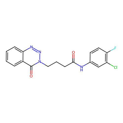 N-(3-chloro-4-fluorophenyl)-4-(4-oxo-1,2,3-benzotriazin-3-yl)butanamide structure