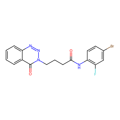 N-(4-bromo-2-fluorophenyl)-4-(4-oxo-1,2,3-benzotriazin-3-yl)butanamide structure
