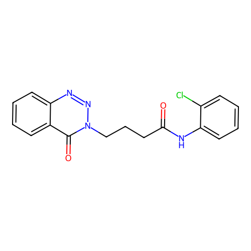 N-(2-chlorophenyl)-4-(4-oxo-1,2,3-benzotriazin-3-yl)butanamide structure