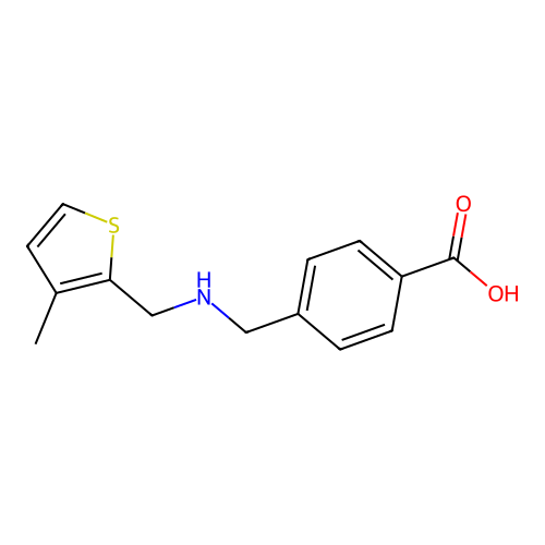 4-({[(3-Methylthiophen-2-yl)methyl]amino}methyl)benzoic acid structure