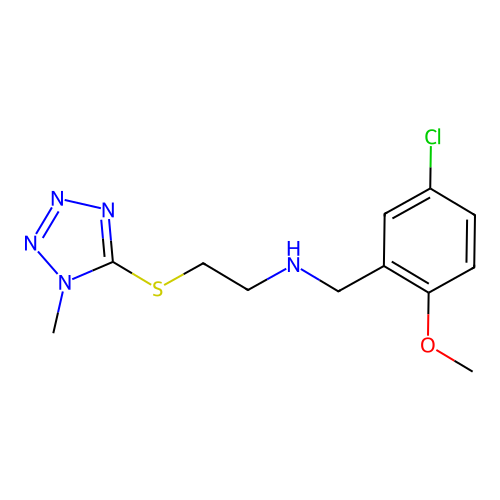 N-(5-chloro-2-methoxybenzyl)-2-[(1-methyl-1H-tetrazol-5-yl)sulfanyl]ethanamine structure
