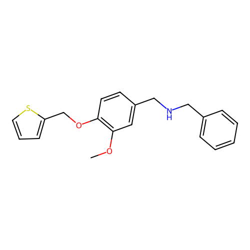 N-benzyl-N-[3-methoxy-4-(2-thienylmethoxy)benzyl]amine structure