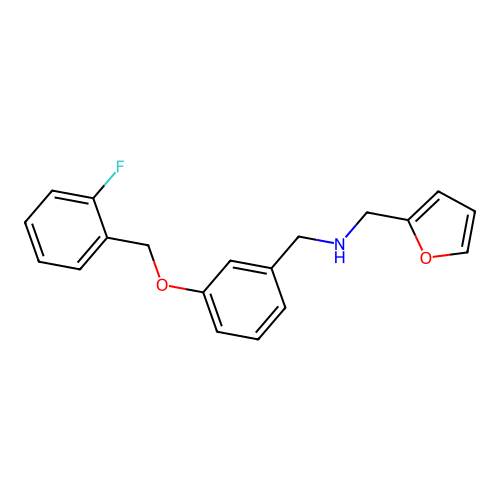 1-{3-[(2-fluorobenzyl)oxy]phenyl}-N-(furan-2-ylmethyl)methanamine structure