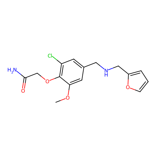 2-(2-Chloro-4-{[(2-furylmethyl)amino]methyl}-6-methoxyphenoxy)acetamide structure