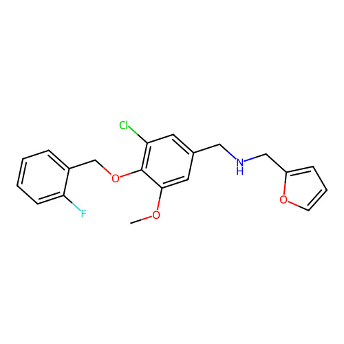N-{3-chloro-4-[(2-fluorobenzyl)oxy]-5-methoxybenzyl}-N-(2-furylmethyl)amine structure