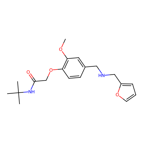 N-tert-butyl-2-(4-{[(furan-2-ylmethyl)amino]methyl}-2-methoxyphenoxy)acetamide structure