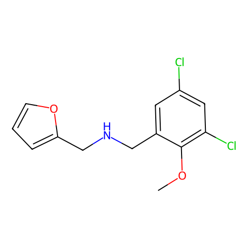 1-(3,5-dichloro-2-methoxyphenyl)-N-(furan-2-ylmethyl)methanamine structure
