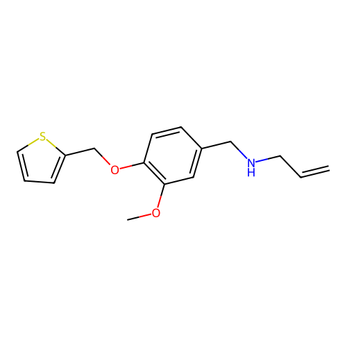 N-allyl-N-[3-methoxy-4-(2-thienylmethoxy)benzyl]amine structure