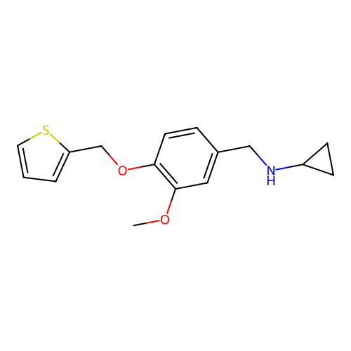 N-[3-methoxy-4-(thiophen-2-ylmethoxy)benzyl]cyclopropanamine structure