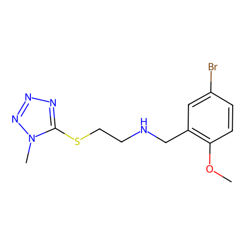 N-[(5-bromo-2-methoxyphenyl)methyl]-2-[(1-methyl-5-tetrazolyl)thio]ethanamine structure
