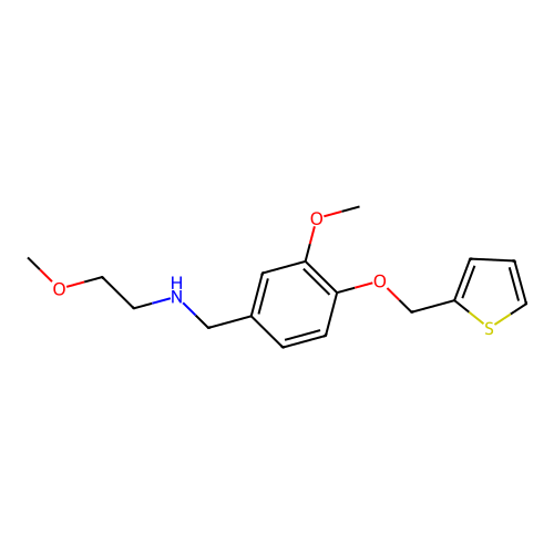 2-methoxy-N-[3-methoxy-4-(thiophen-2-ylmethoxy)benzyl]ethanamine structure
