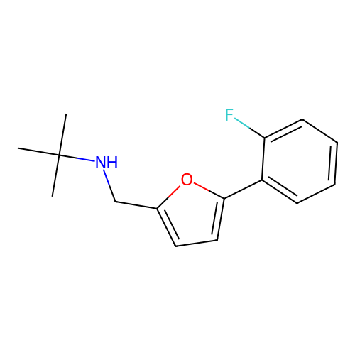 N-{[5-(2-fluorophenyl)furan-2-yl]methyl}-2-methylpropan-2-amine structure