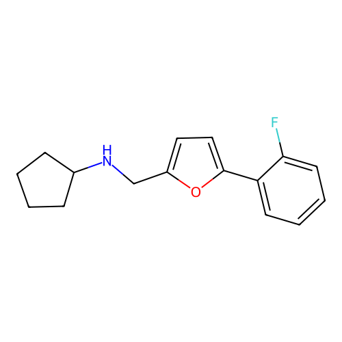 N-{[5-(2-fluorophenyl)furan-2-yl]methyl}cyclopentanamine structure