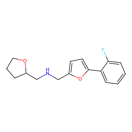 1-[5-(2-fluorophenyl)furan-2-yl]-N-(tetrahydrofuran-2-ylmethyl)methanamine structure