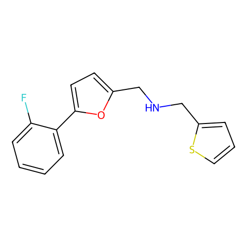 1-[5-(2-fluorophenyl)furan-2-yl]-N-(thiophen-2-ylmethyl)methanamine structure