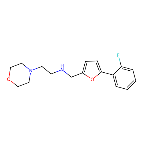 N-{[5-(2-fluorophenyl)furan-2-yl]methyl}-2-(morpholin-4-yl)ethanamine structure